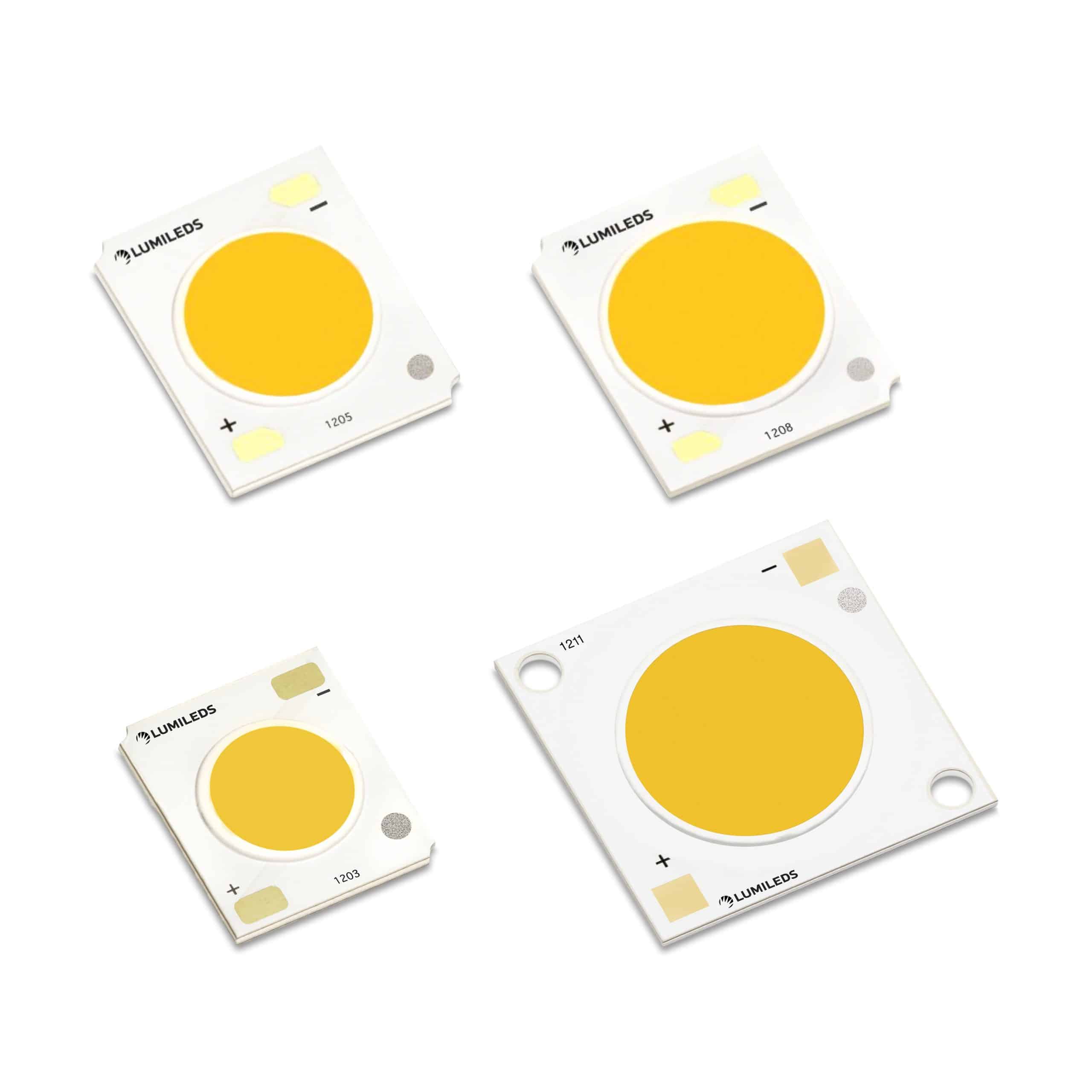 A close-up of a bright LED light source on a white background, showcasing its design and features.