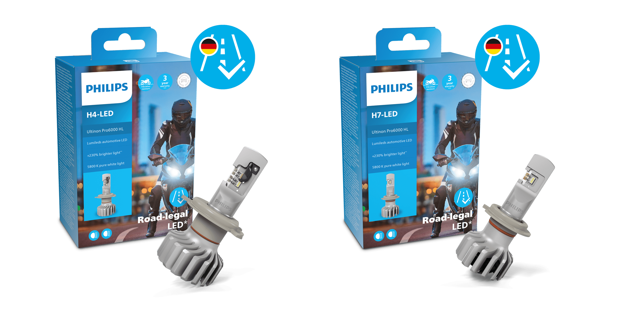 German Philips H4 H7 Moto Packaging