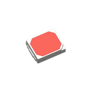 Side view of a LUXEON 2835 Red-Orange LED, showcasing its compact design and vibrant color.