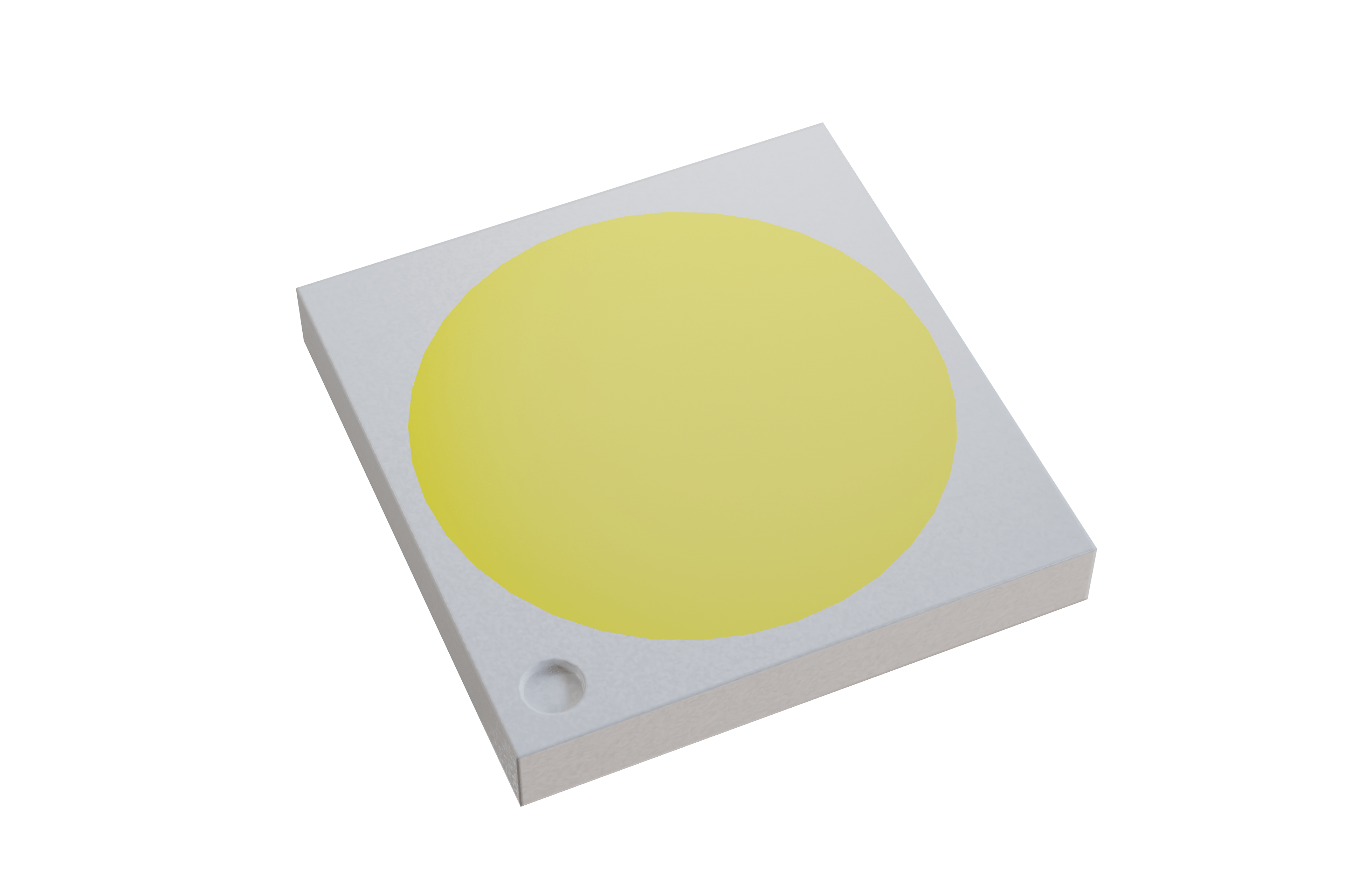 Round 5050 LED chip with a white and blue surface, showcasing its compact design and multiple light-emitting diodes.