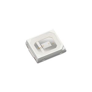 A close-up of a bright LED light source on a dark background, showcasing its luminous glow and design.