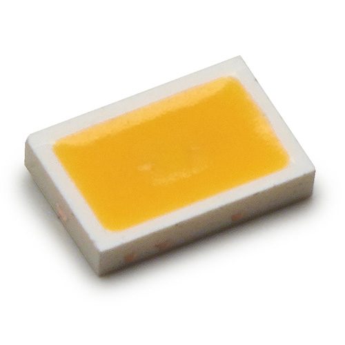 Luxeon 3020 LED chip on a white background, showcasing its compact design and bright light emission.