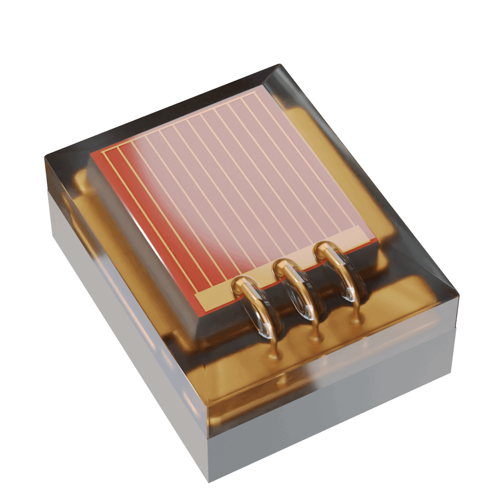 Red LED light emitting from a square LUXEON Rubix module, showcasing its vibrant color and sleek design.