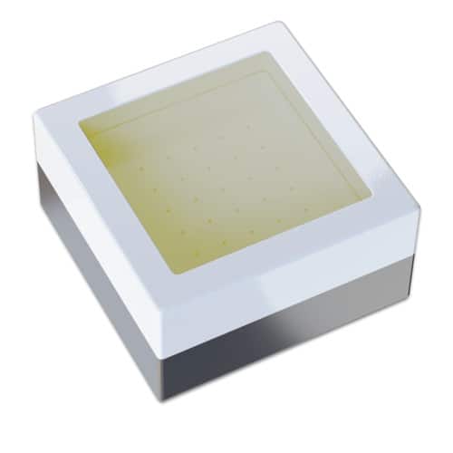 Bright yellow Rubix LED light bulb with a sleek design, showcasing its modern shape and vibrant color against a white background.