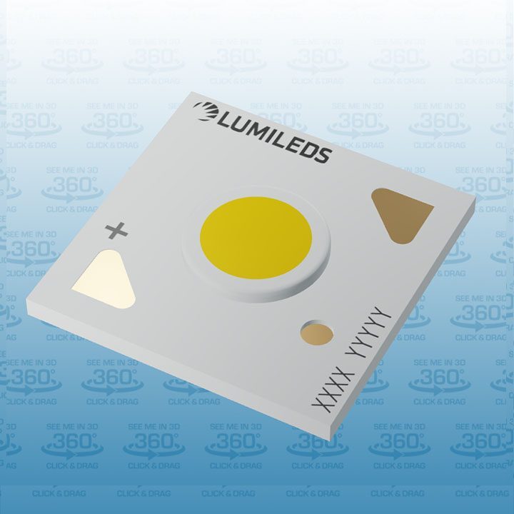 Bright LED light source with a circular design, showcasing a compact chip-on-board (COB) technology for enhanced illumination.