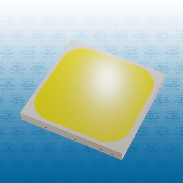 A 3D rendering of a vibrant, colorful LED light bulb showcasing its design and features against a plain background.