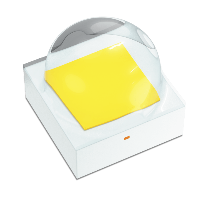 Image of LUXEON C ES LED light source in an angled view, showcasing its compact design and heat sink features.