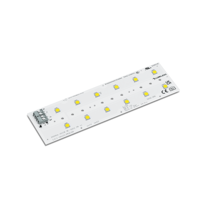LED light source in a round, compact design with a 5050 chip layout, showcasing its bright, white illumination.