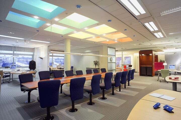 Bright linear lights arranged in a modern setting, showcasing sleek design and illumination for various applications.