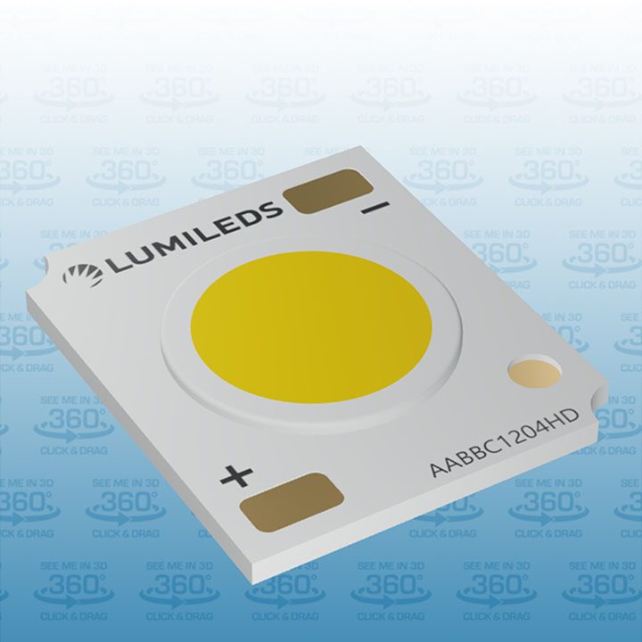 A close-up of a circular LED light module with a white background, showcasing its intricate design and components.