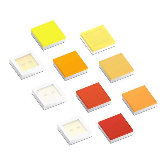 A group of LUXEON HL1Z color LED lights in various colors, showcasing their vibrant hues and compact design.
