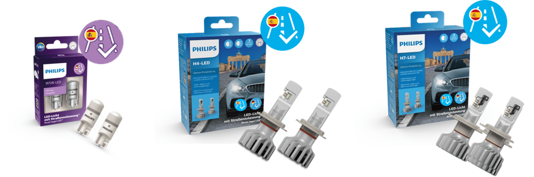 Spanish Philips H4 H7 Moto Packaging